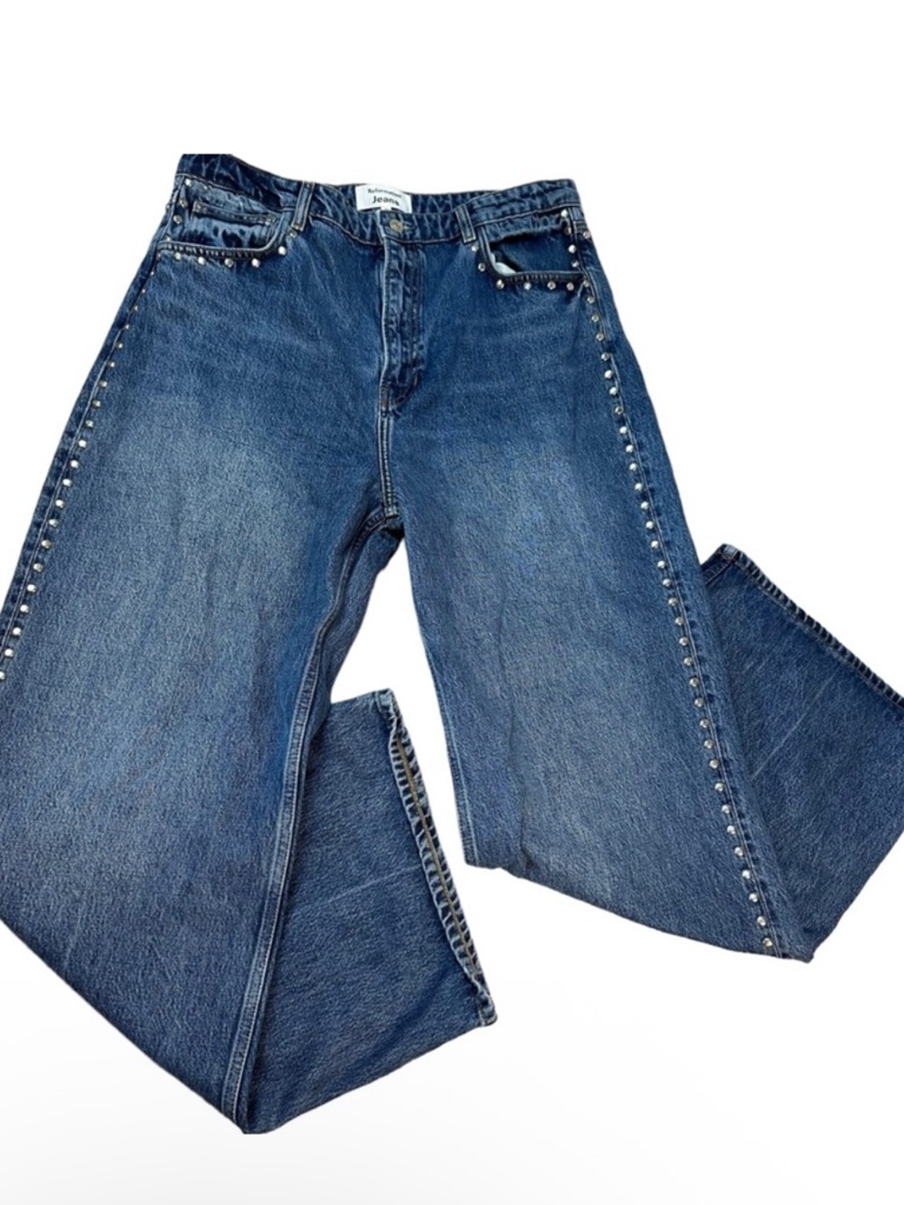 🌸SPRING SALE🌸 Reformation Cary High Rise Studded Slouchy Wide Leg Jeans 30 SHORT